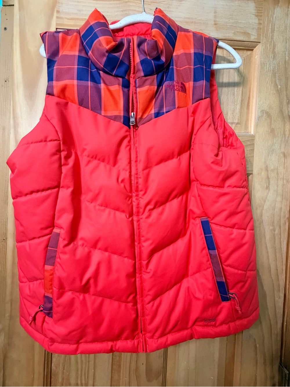 The North Face Women’s Large Red Plaid Puffer Vest